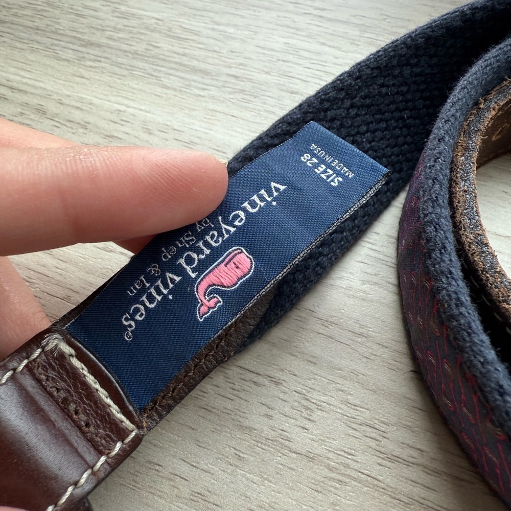 Vineyard Vines Unisex Brown and Blue Belt - Picture 4 of 6